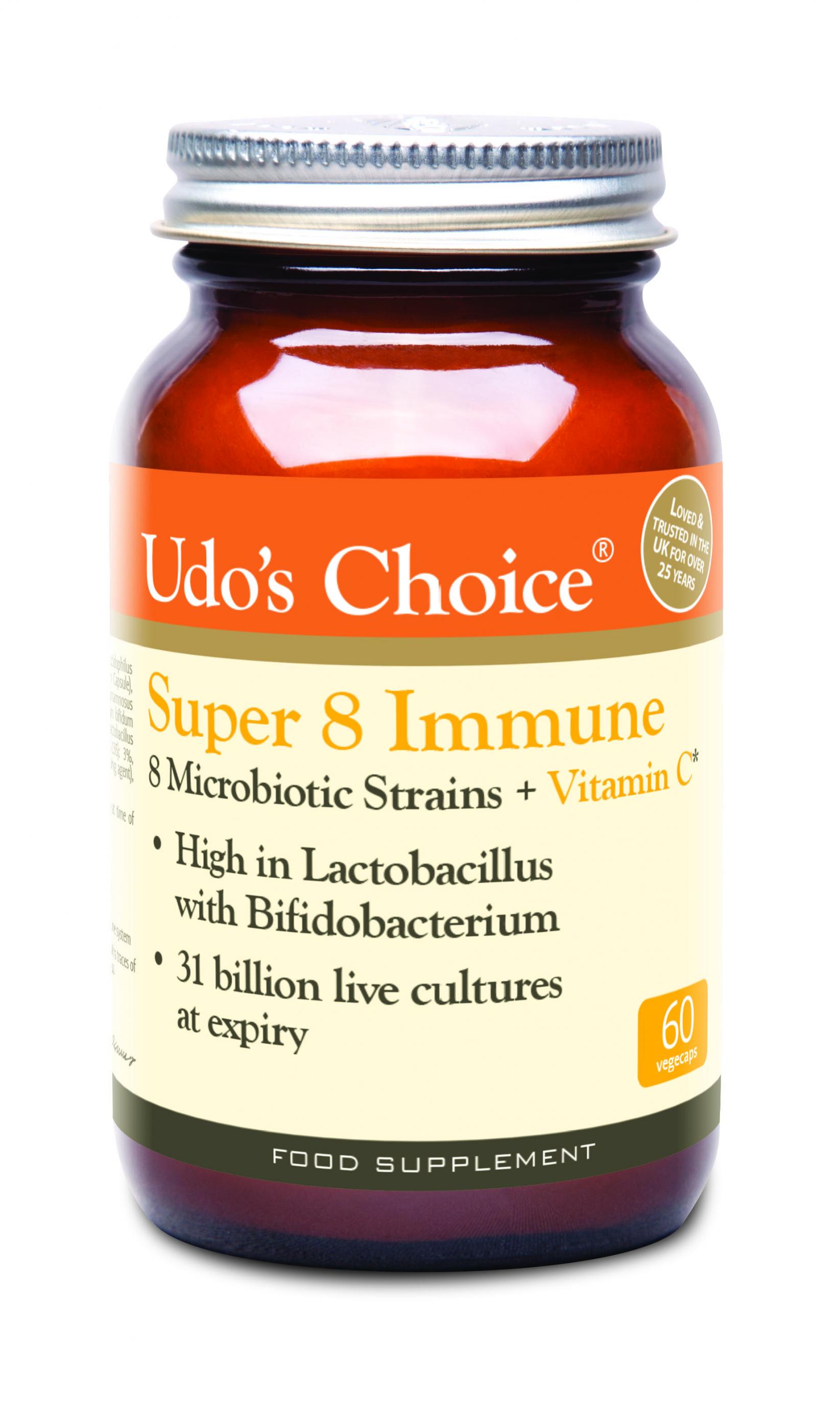 Super 8 Immune 8 Microbiotic Strains + Vitamin C 60's